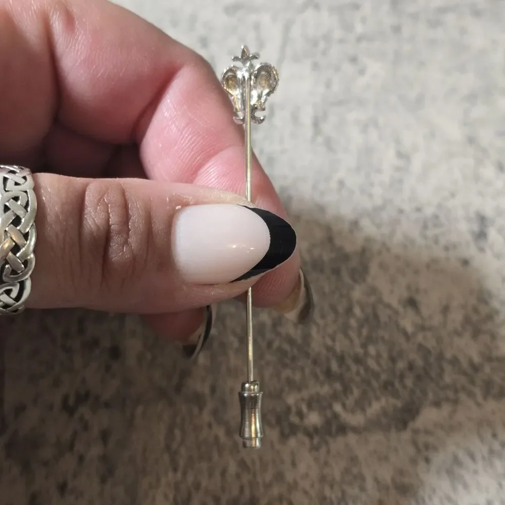 Vintage Monet Crown Stick Pin Silver MCM Retro King Queen Costume Jewelry